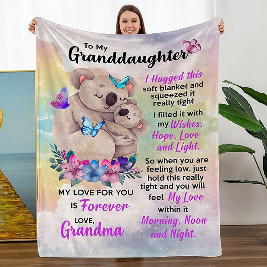 Personalized Blanket - To My Daughter/Granddaughter - Bear Blanket Present For Valentines Mothers Day Christmas Graduation Anniversary Wedding