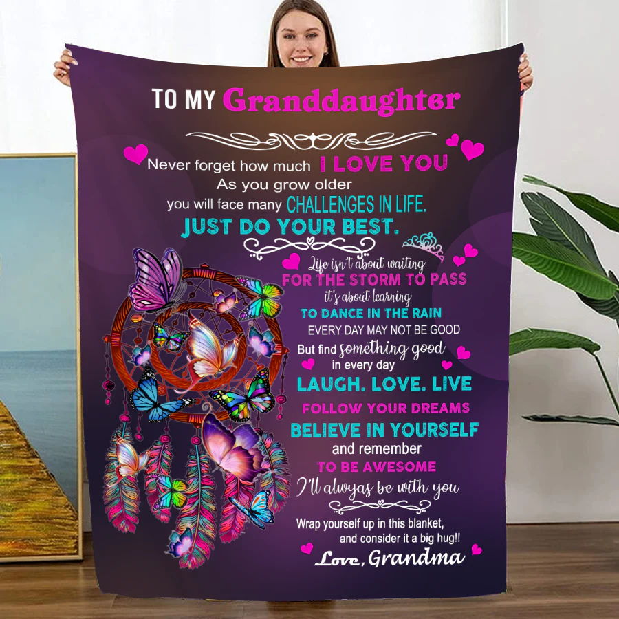 Personalized Blanket - To My Daughter/Granddaughter - Bear Blanket Present For Valentines Mothers Day Christmas Graduation Anniversary Wedding