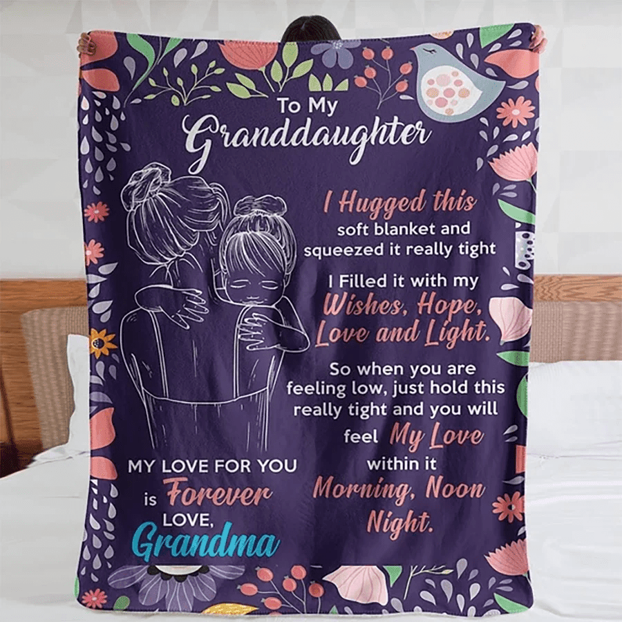 Personalized Blanket - To My Daughter/Granddaughter - Bear Blanket Present For Valentines Mothers Day Christmas Graduation Anniversary Wedding