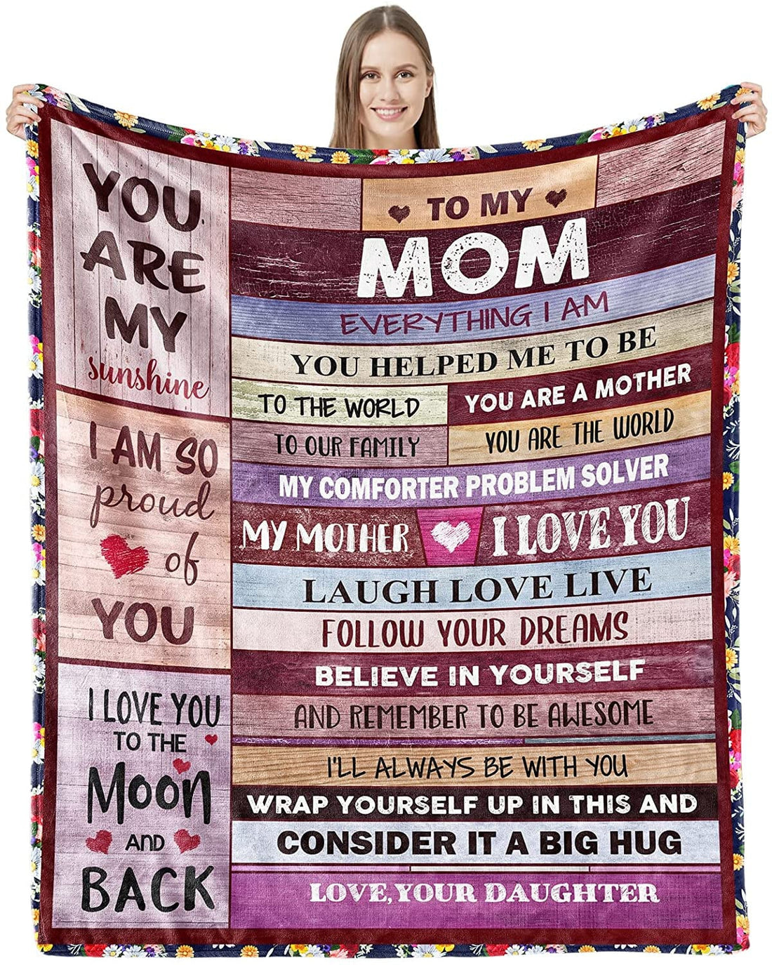 Blankets for Mom, Mothers Day Birthday Gifts for Mom Gifts from Daughter, Birthday Gifts for Mom I Love You Mom Blanket