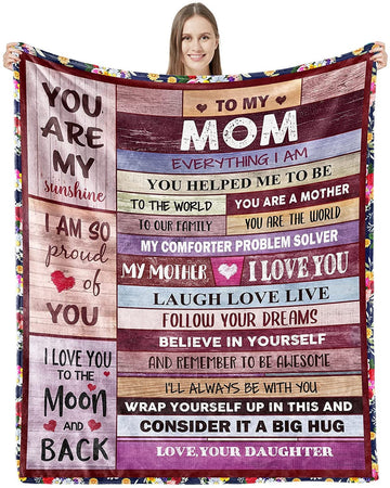 Blankets for Mom, Mothers Day Birthday Gifts for Mom Gifts from Daughter, Birthday Gifts for Mom I Love You Mom Blanket