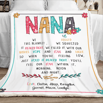 Personalized Grandma Blanket - Nana Grandma Mimi Hugged This Blanket From Kids Gift For Birthday Mothers Day Anniversary Christmas Gift For Her Women