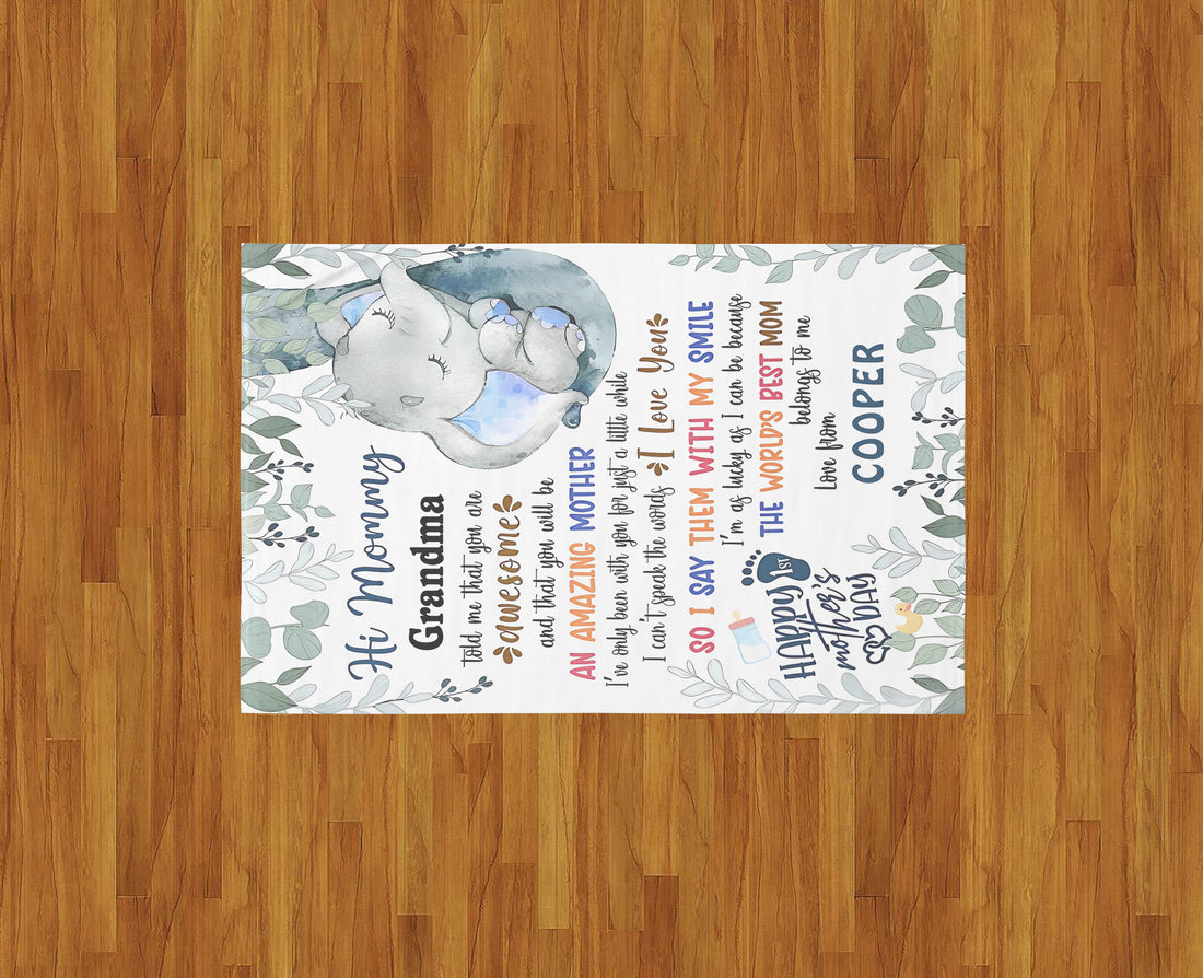 Personalized Blanket- To My Mommy Fleece Blanket First First Time Mom Gift Elephant Art Happy Mothers Day Blanket Birthday Gift Gift For New Mom Blanket Gifts