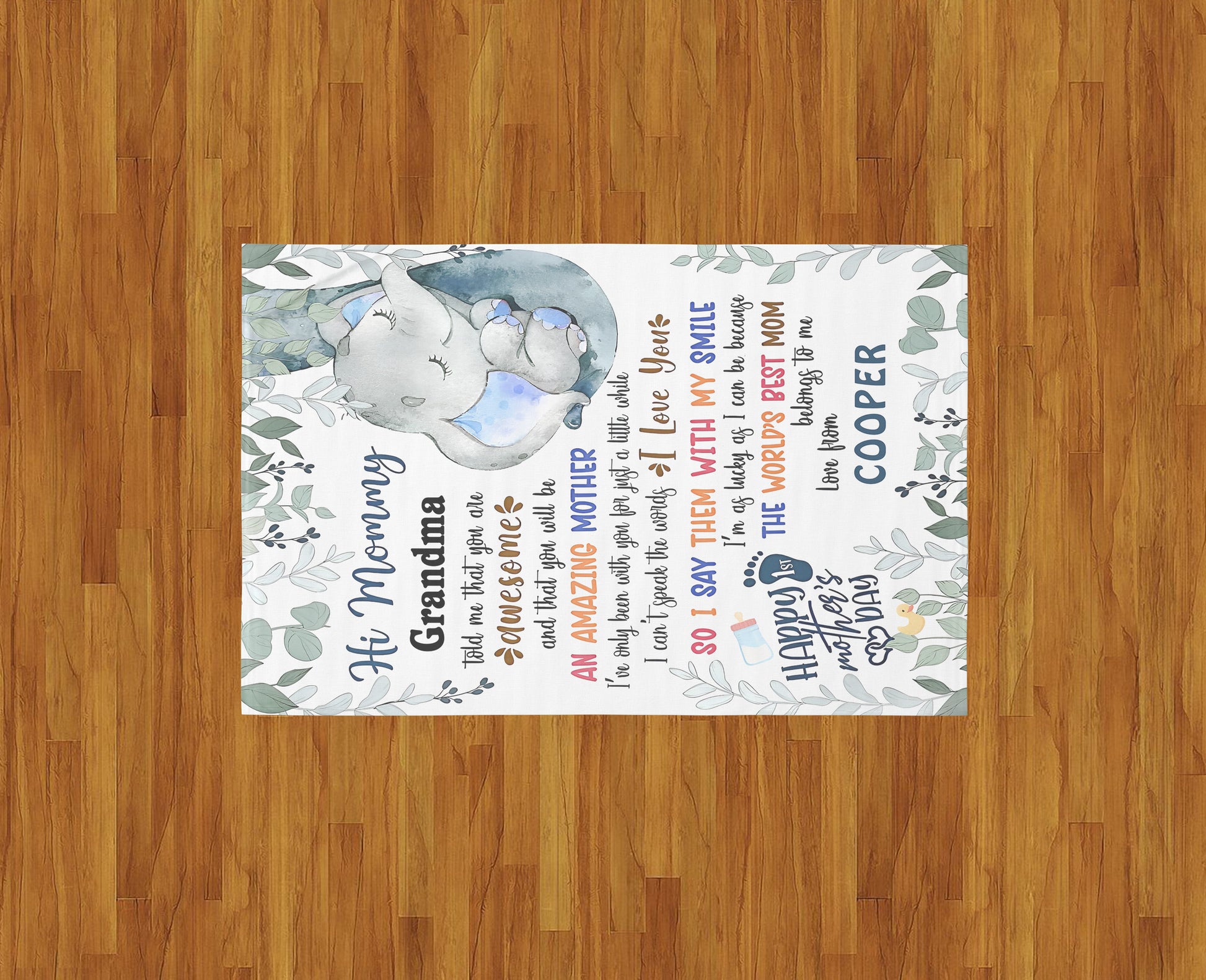 Personalized Blanket- To My Mommy Fleece Blanket First First Time Mom Gift Elephant Art Happy Mothers Day Blanket Birthday Gift Gift For New Mom Blanket Gifts
