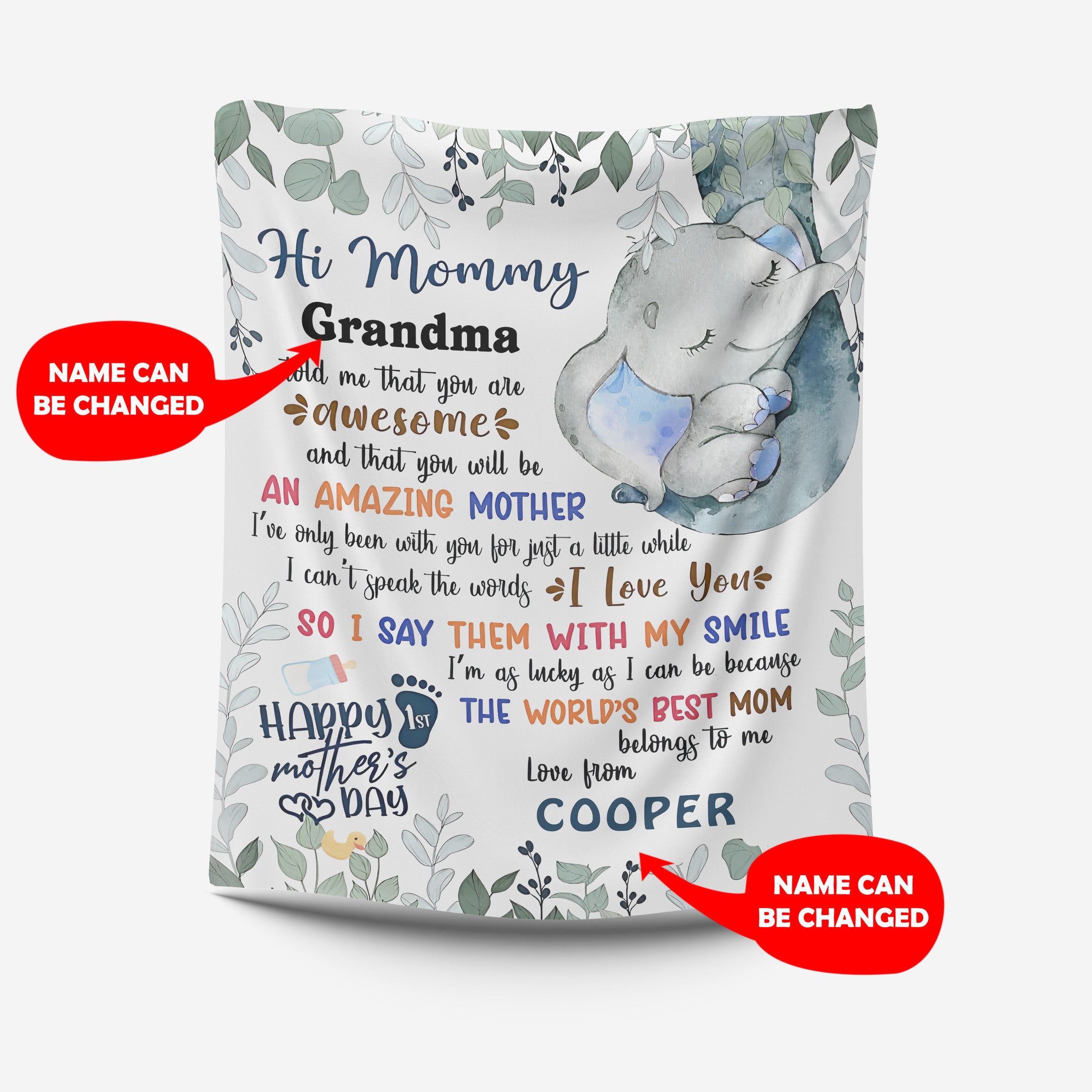 Personalized Blanket- To My Mommy Fleece Blanket First First Time Mom Gift Elephant Art Happy Mothers Day Blanket Birthday Gift Gift For New Mom Blanket Gifts