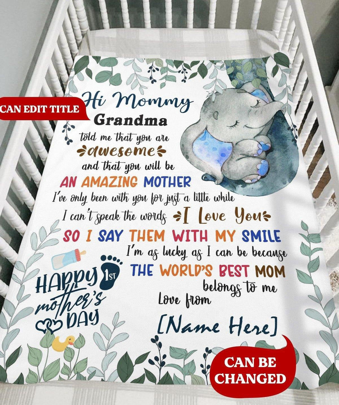 Personalized Blanket- To My Mommy Fleece Blanket First First Time Mom Gift Elephant Art Happy Mothers Day Blanket Birthday Gift Gift For New Mom Blanket Gifts