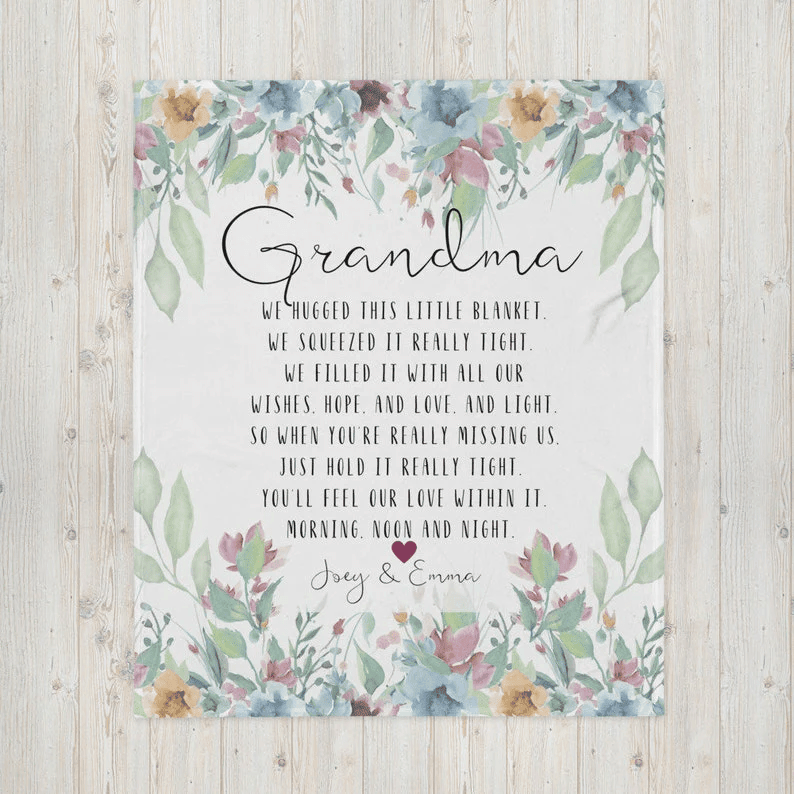 Personalized Grandma Throw Blanket We Hugged This Blanket Custom Nana Name Blanket Grandma Custom ThrowMothers Day GiftFloral Grandma Blanket