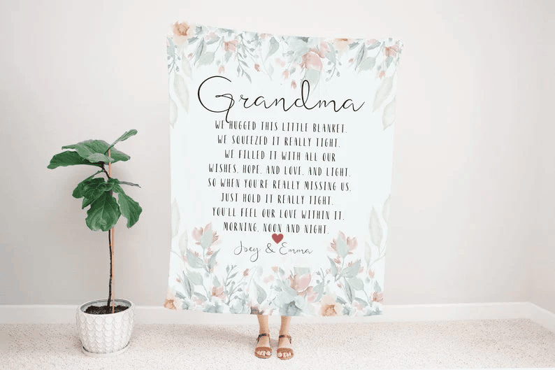 Personalized Grandma Throw Blanket We Hugged This Blanket Custom Nana Name Blanket Grandma Custom ThrowMothers Day GiftFloral Grandma Blanket