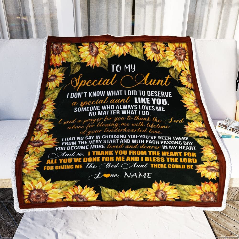 Personalized To My Special Aunt Blanket From Niece Nephew Thank You The Best Aunt Birthday Mothers Day Thanksgiving Christmas Anniversary