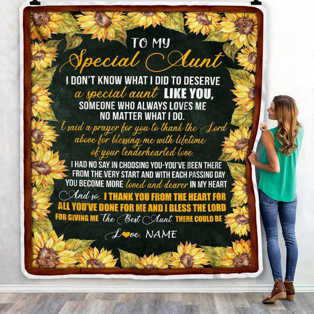Personalized To My Special Aunt Blanket From Niece Nephew Thank You The Best Aunt Birthday Mothers Day Thanksgiving Christmas Anniversary