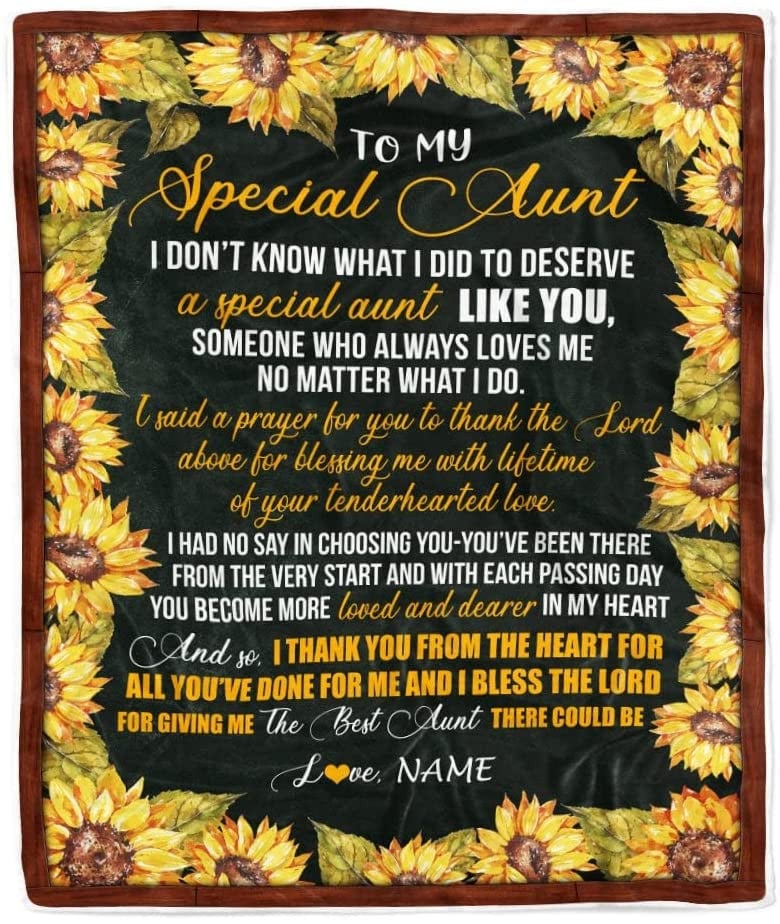 Personalized To My Special Aunt Blanket From Niece Nephew Thank You The Best Aunt Birthday Mothers Day Thanksgiving Christmas Anniversary