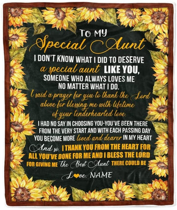 Personalized To My Special Aunt Blanket From Niece Nephew Thank You The Best Aunt Birthday Mothers Day Thanksgiving Christmas Anniversary