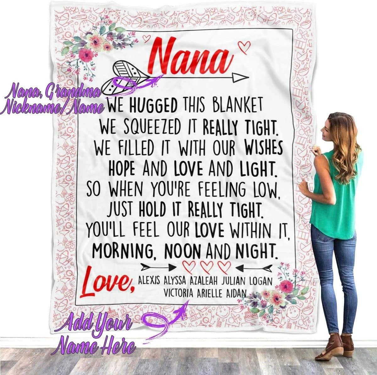 Mothers Day Blanket For Grandma Personalized Blanket Gift For Grandma Mimi Nana Gigi Gaga From Grandkids Mothers Day Birthday Christmas Gift