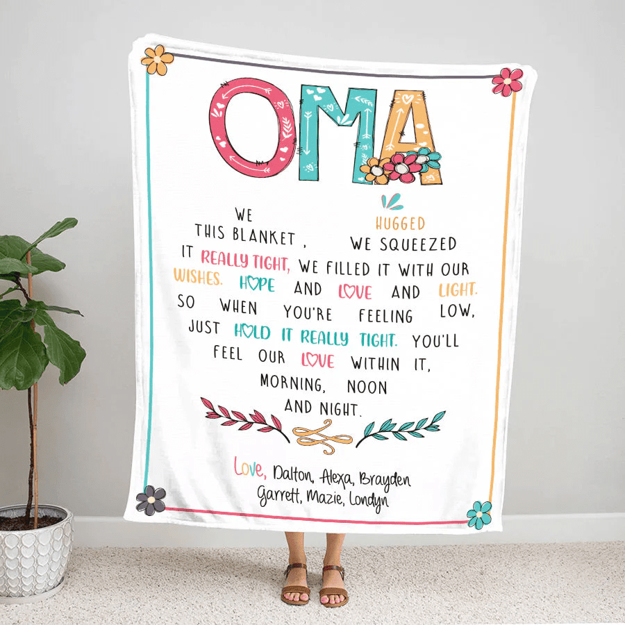Personalized Oma Throw Blanket Birthday Mothers Day Christmas Gift For Grandma Mimi Nana Gigi From Grandkids