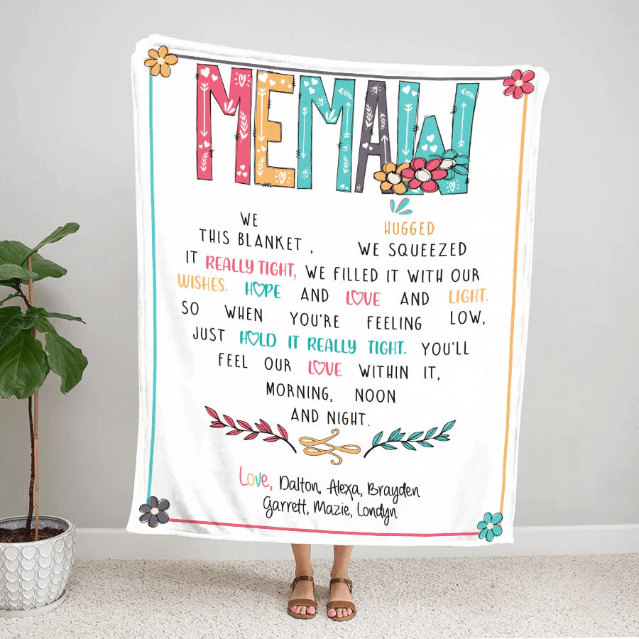 Personalized Memaw Throw Blanket Birthday Mothers Day Christmas Gift For Grandma Mimi Nana Gigi From Grandkids