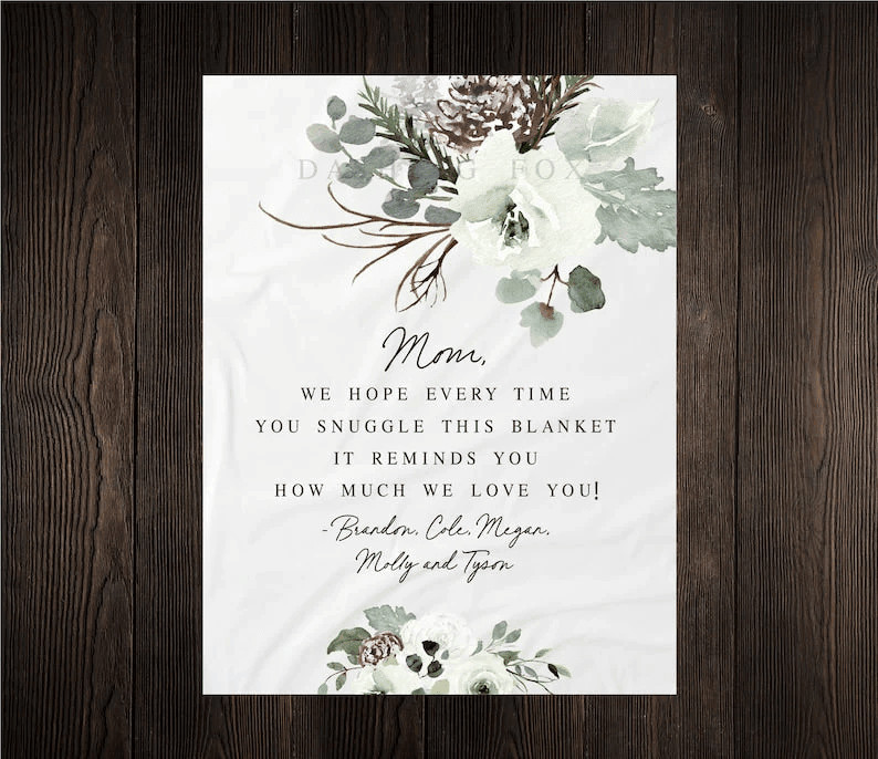 Personalized Mom Grandma Blanket Floral Blanket For Mom Grandma From Kids Mothers Day Birthday Christmas Anniversary Gift