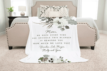Personalized Mom Grandma Blanket Floral Blanket For Mom Grandma From Kids Mothers Day Birthday Christmas Anniversary Gift