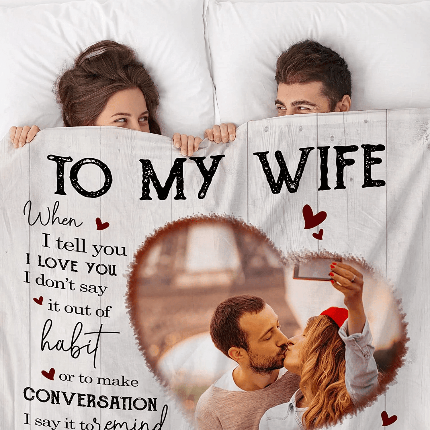 To My Wife Blanket From Husband - Custom Blanket With Picture Name ChangePersonalized Anniversary Birthday Christmas Mothers Day Gift