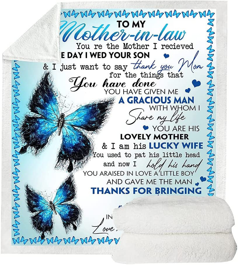 Mother In Law Blanket Gifts From Daughter In Law- Mothers Day Birthday Butterfly Blanket Gifts For Mother In Law-Mom Gifts Soft Throw Blankets For Couch Bedroom