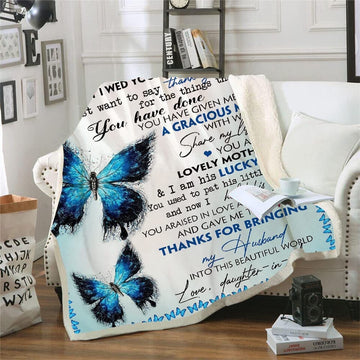 Mother In Law Blanket Gifts From Daughter In Law- Mothers Day Birthday Butterfly Blanket Gifts For Mother In Law-Mom Gifts Soft Throw Blankets For Couch Bedroom