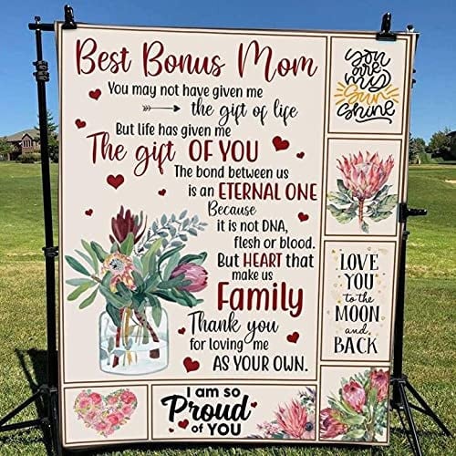 To My Best Bonus Mom The Bond Between Us Is An Eternal One Fleece Blanket Mothers Day Gift For Step Moms Custom Fleece Sherpa Blanket