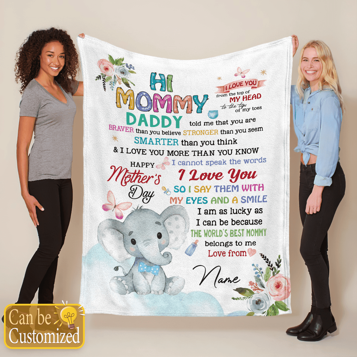 Personalized Blanket- To My Mommy Fleece Blanket First First Time Mom Gift Elephant Art Happy Mothers Day Blanket Birthday Gift Gift For New Mom Blanket Gifts 1