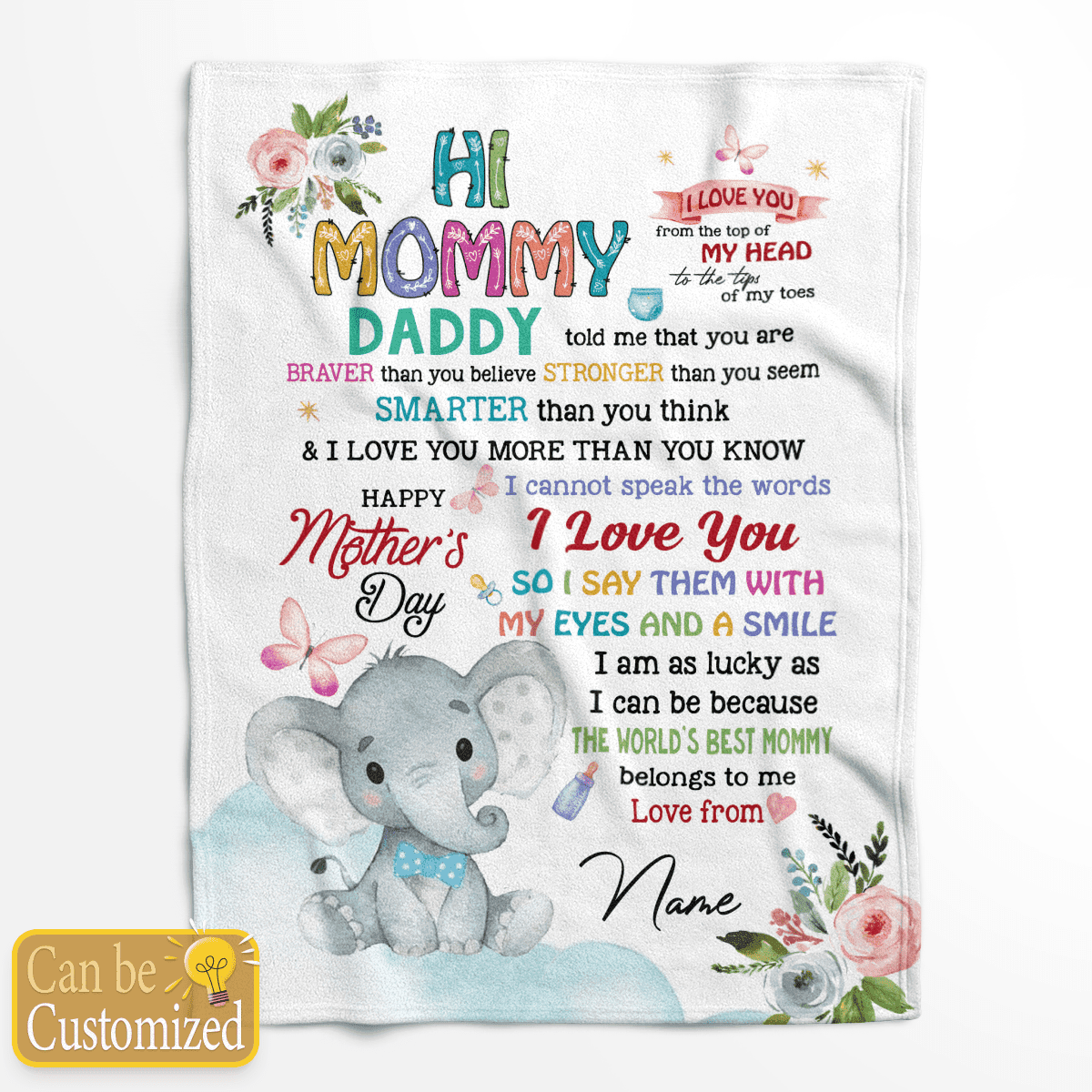Personalized Blanket- To My Mommy Fleece Blanket First First Time Mom Gift Elephant Art Happy Mothers Day Blanket Birthday Gift Gift For New Mom Blanket Gifts 1