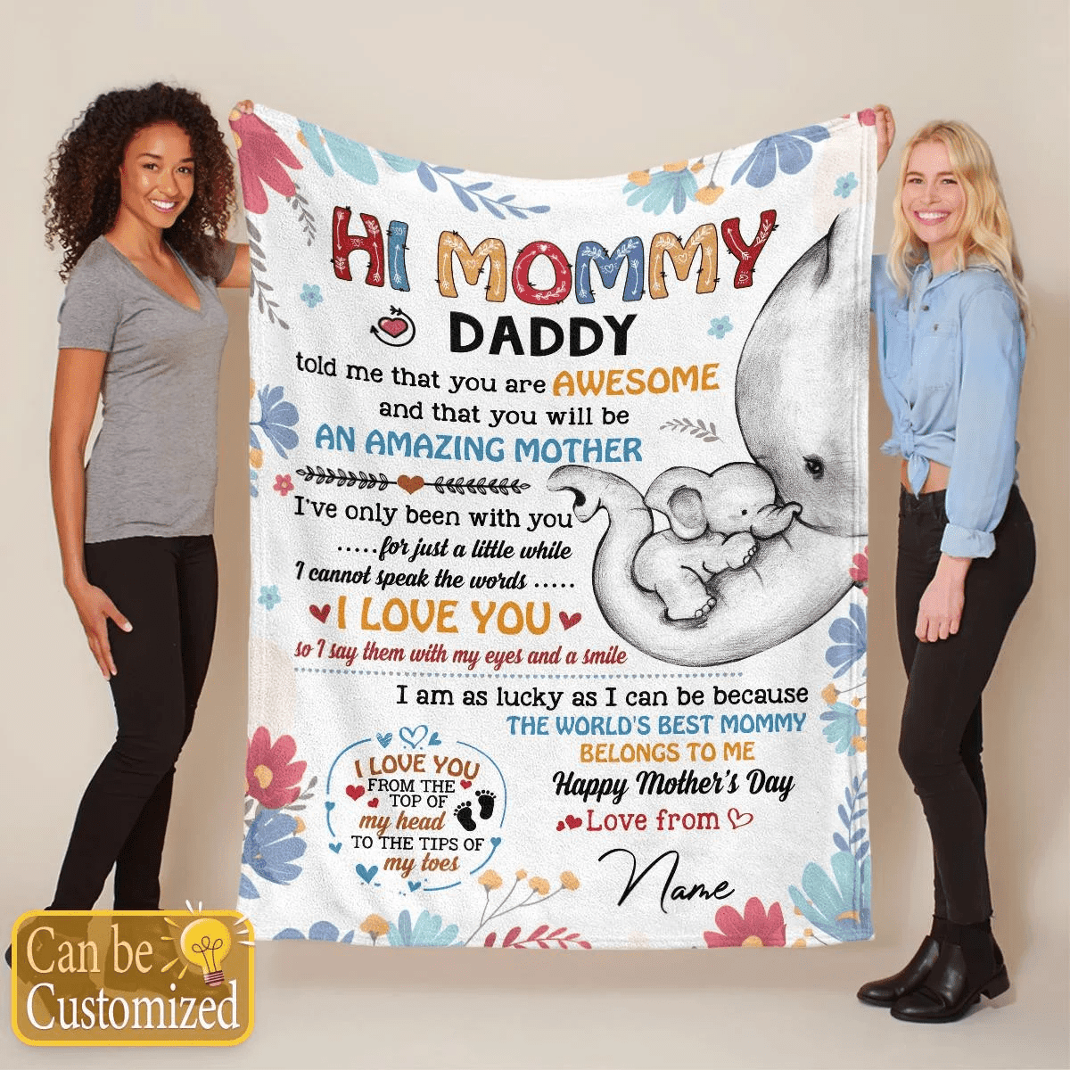 Personalized Blanket- To My Mommy Fleece Blanket First First Time Mom Gift Elephant Art Happy Mothers Day Blanket Birthday Gift Gift For New Mom Blanket Gifts 2