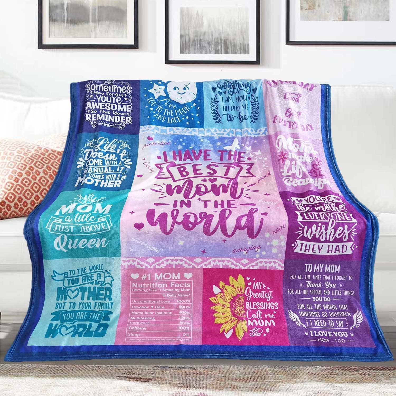 Mothers Day Blanket Gift, To My Mom Fleece Blanket Best Mom In The World Gift for Mom from Daughter