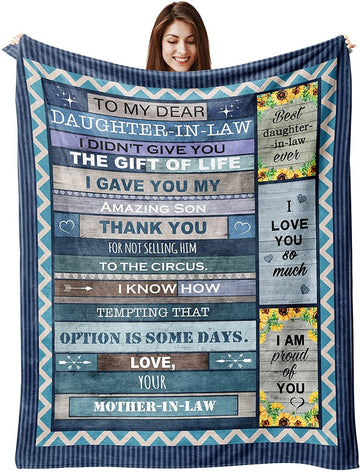 Our Daughter In Law Throw Blanket - To My Daughter-In-Law Blanket Bonus Daughter Gifts Wedding Engagement Mothers Day Christmas Birthday Gifts For Daughter In Law Fleece Throw Blankets