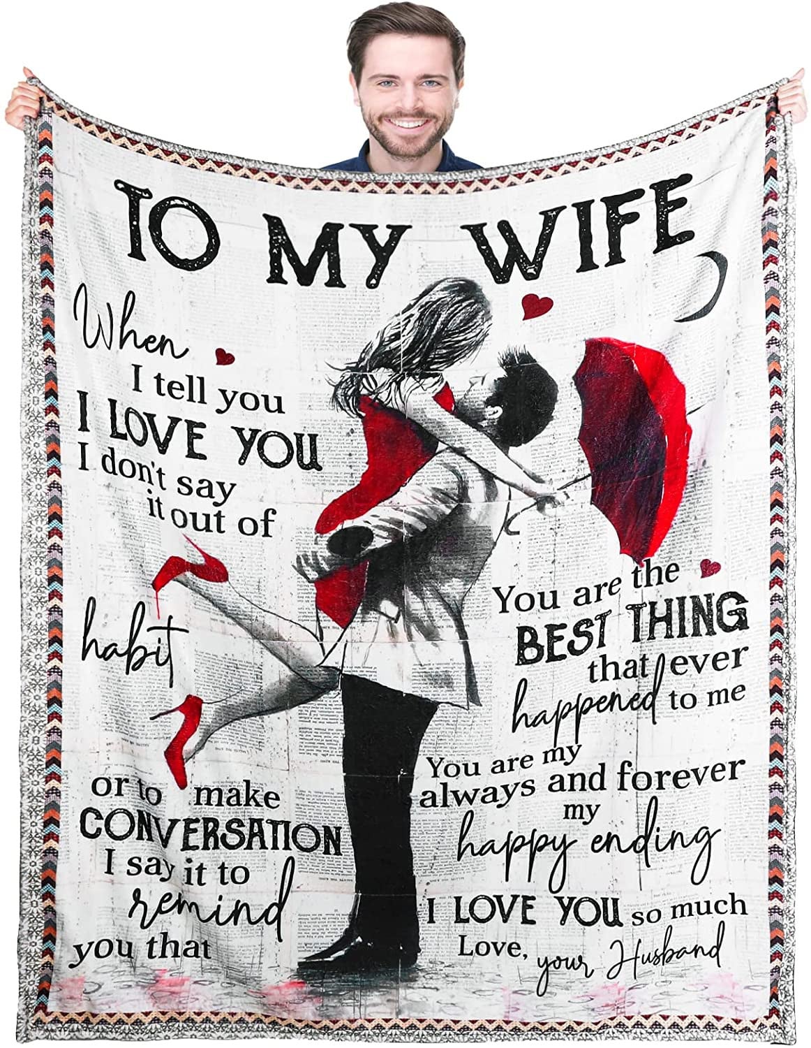 To My Wife Blanket Mothers Day Anniversary Birthday Gifts For Wife From Husband Best Birthday Gifts For Wife Fleece Sherpa Blanket