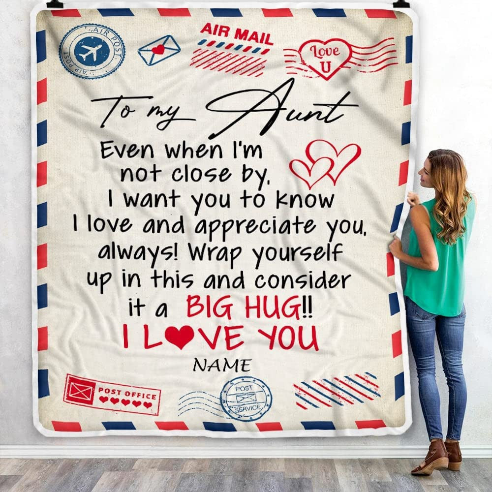 Aunt Gift Blanket Personalized To My Aunt Blanket From Nephew Niece Birthday Mothers Day Christmas Thanksgiving Fleece Blanket