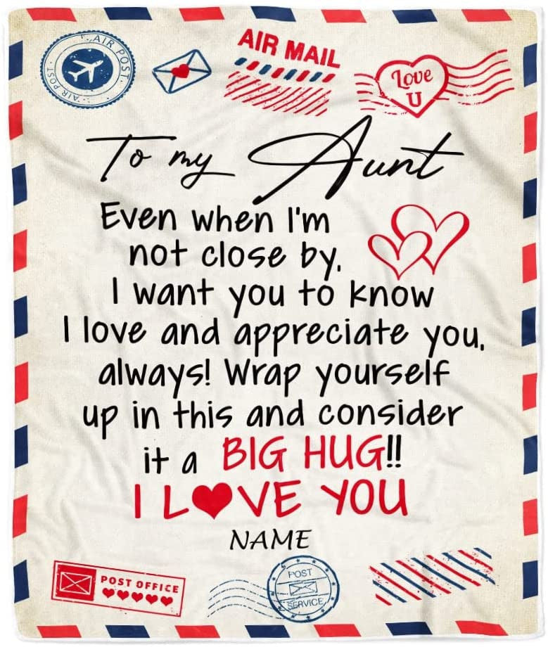 Aunt Gift Blanket Personalized To My Aunt Blanket From Nephew Niece Birthday Mothers Day Christmas Thanksgiving Fleece Blanket