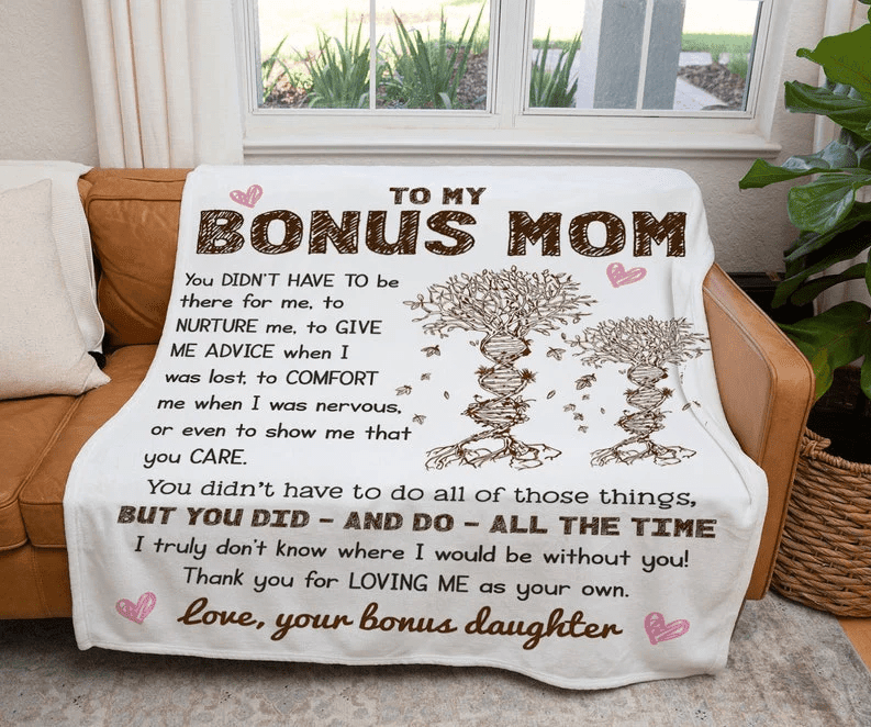 Personalized Bonus Mom Blanket Blanket from Bonus Daughter Step Mom Blanket Stepmother Blanket Mothers Day Blanket