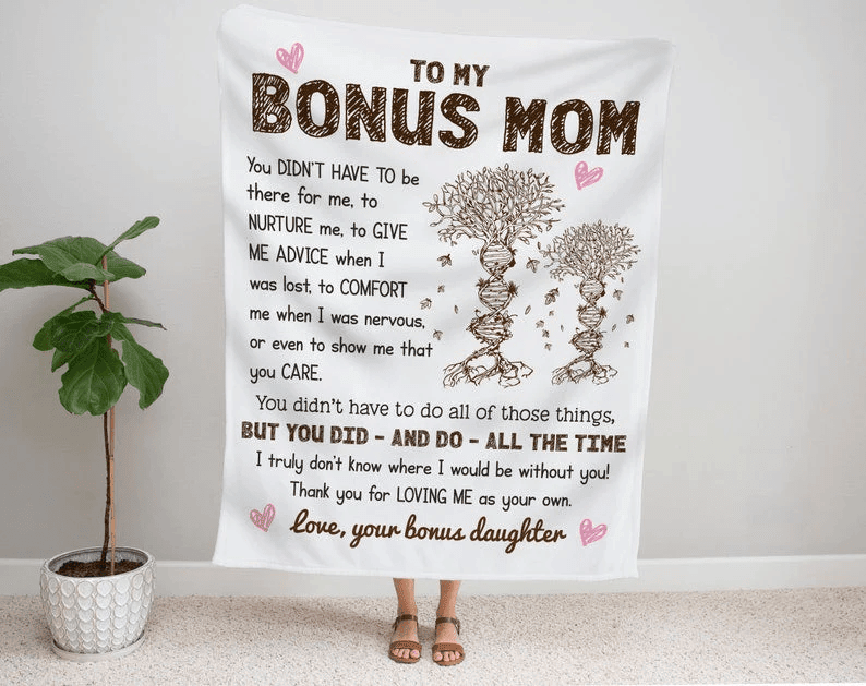 Personalized Bonus Mom Blanket Blanket from Bonus Daughter Step Mom Blanket Stepmother Blanket Mothers Day Blanket