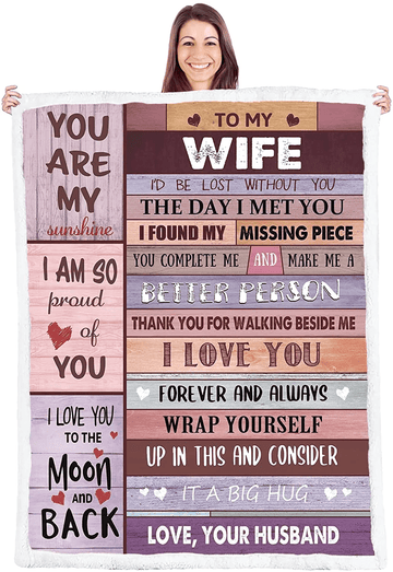 To My Wife Blanket I Love You for Wife s from Husband Happy for Her Romantic Present Valentines or Mothers Day Sherpa