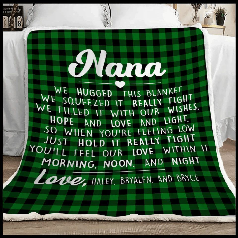 Buffalo Plaid Nana Blanket - We Hugged This Blanket Personalized Nana Blanket Mothers Day Birthday Christmas Gift