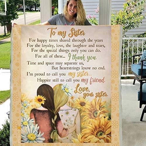 To My Sister Blanket From Sister - Time And Space May Separate Us But - Gifts For Sister Birthday Mothers Day Valentines Day Christmas
