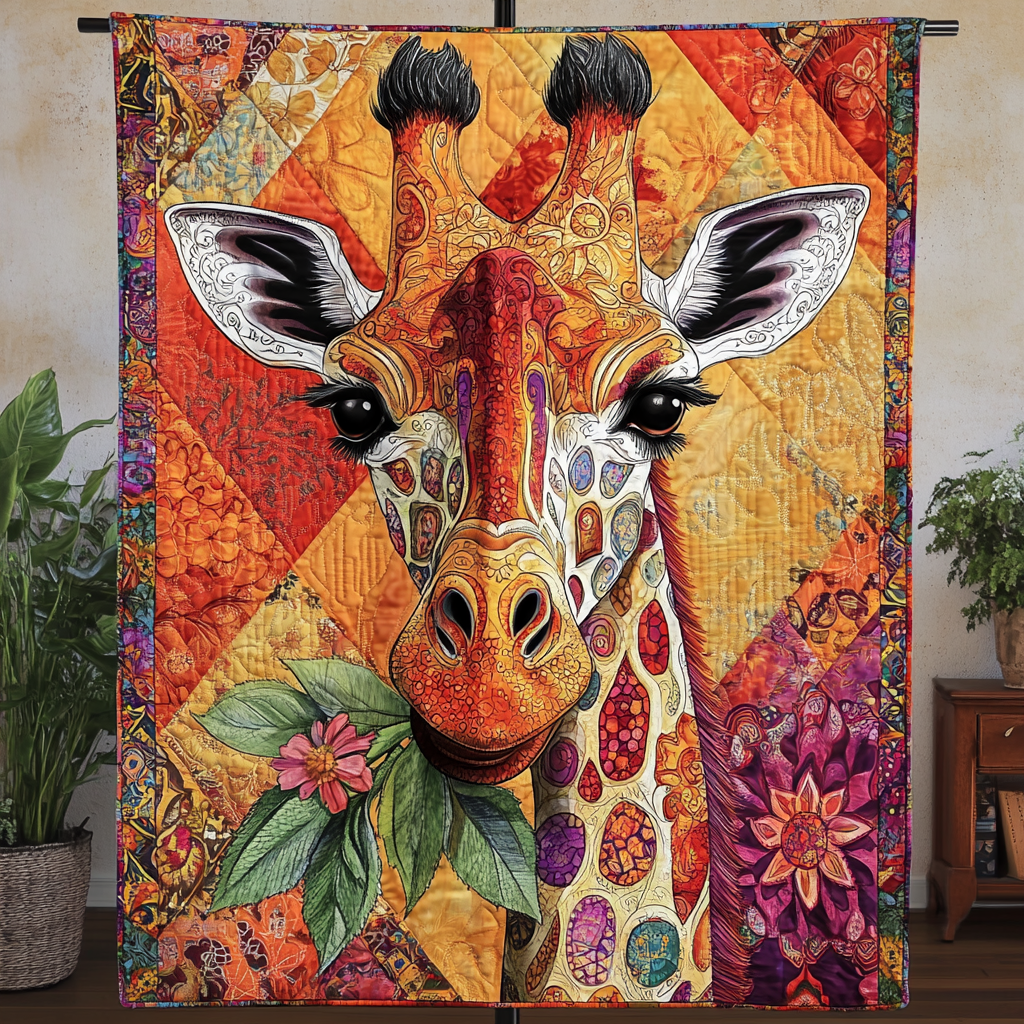 Giraffe Bloom Quilted Blanket Bedroom Xmas Decor Giraffe Presents For Her - Marykun
