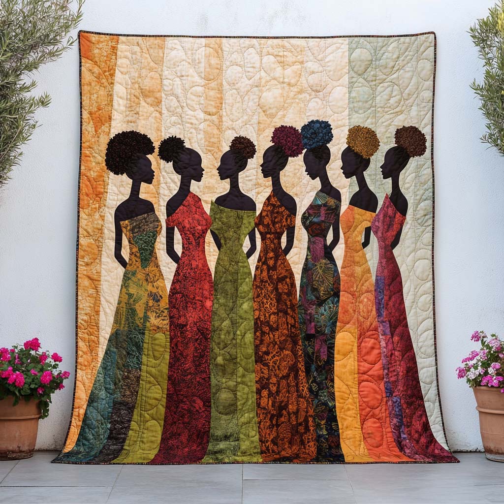 Golden Ancestors Quilted Blanket Best Throw Blanket Melanin Black History Gifts For Ladies - Marykun