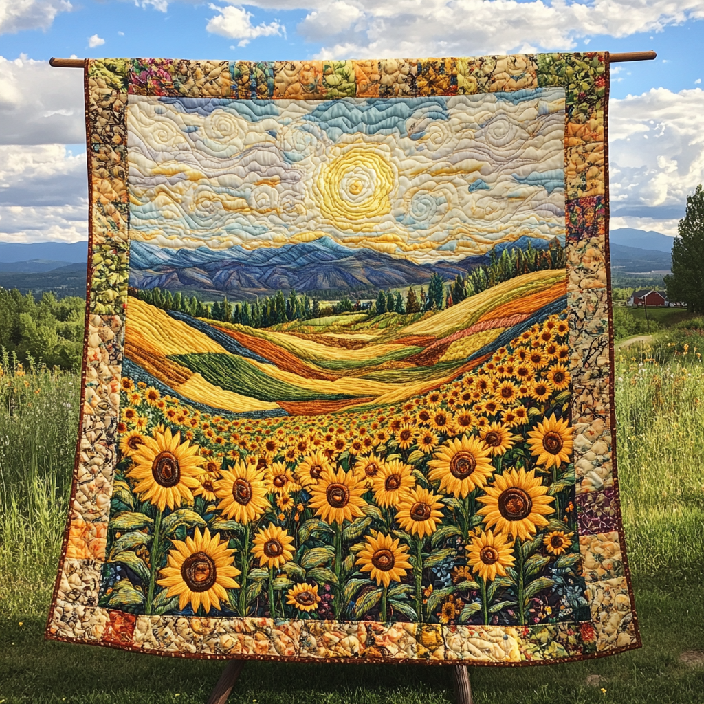 Golden Glow Quilted Blanket Bedroom Decor Christmas Sunflower Gift Items - Marykun