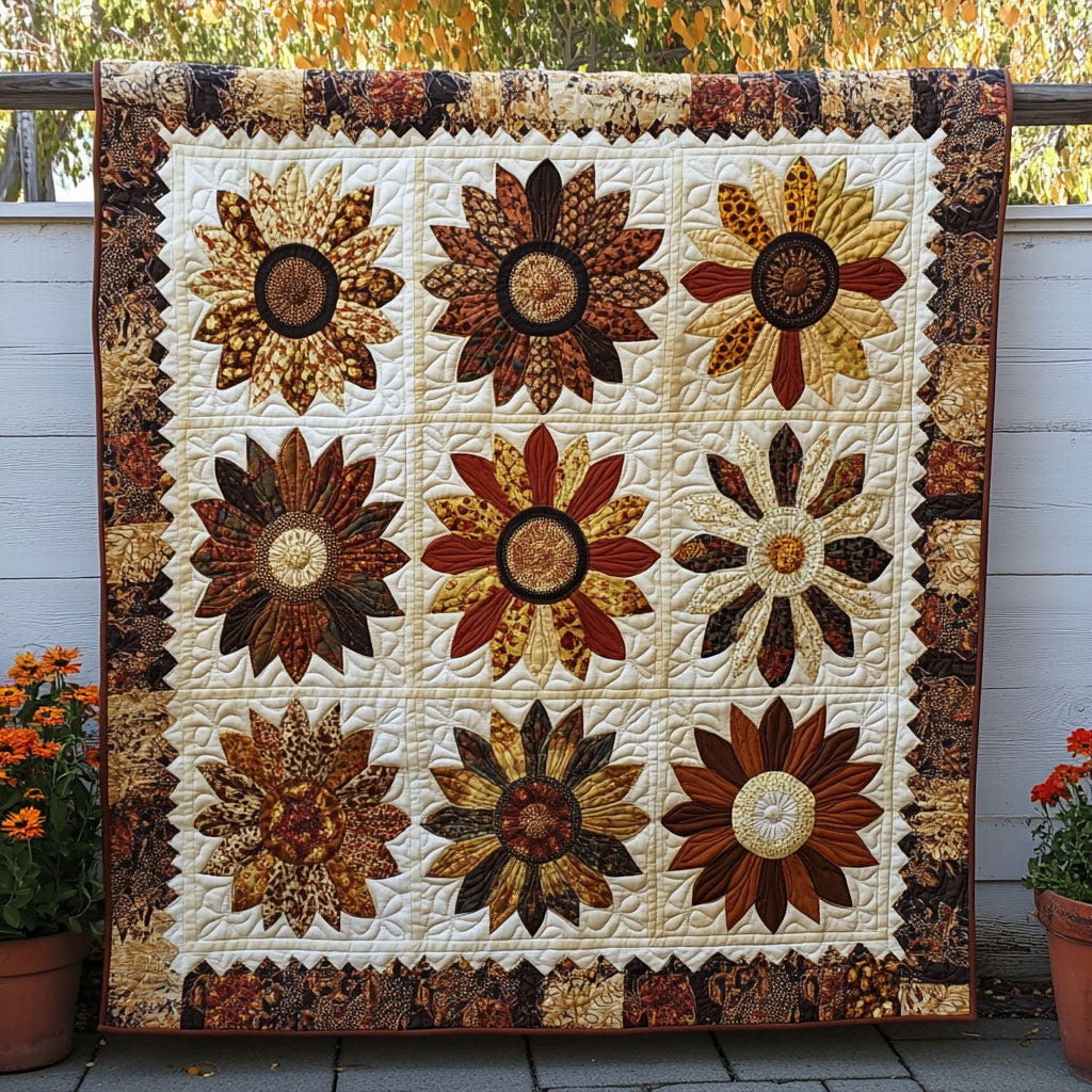 Golden Glow Quilted Blanket Best Throw Blanket Sunflower Christmas Gift Ideas - Marykun