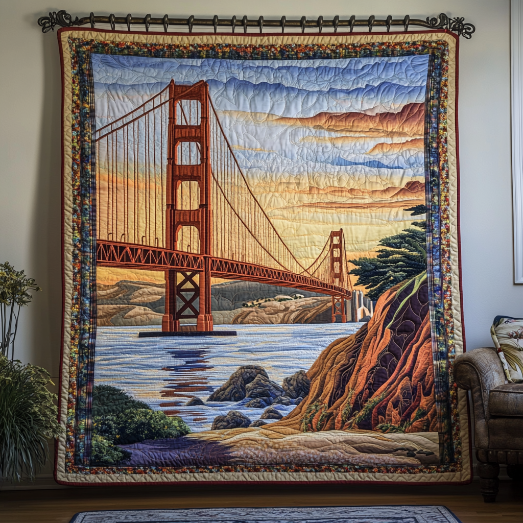 Golden Horizon Quilted Blanket Best Throw Blanket Christmas Gifts For Nature Lovers - Marykun