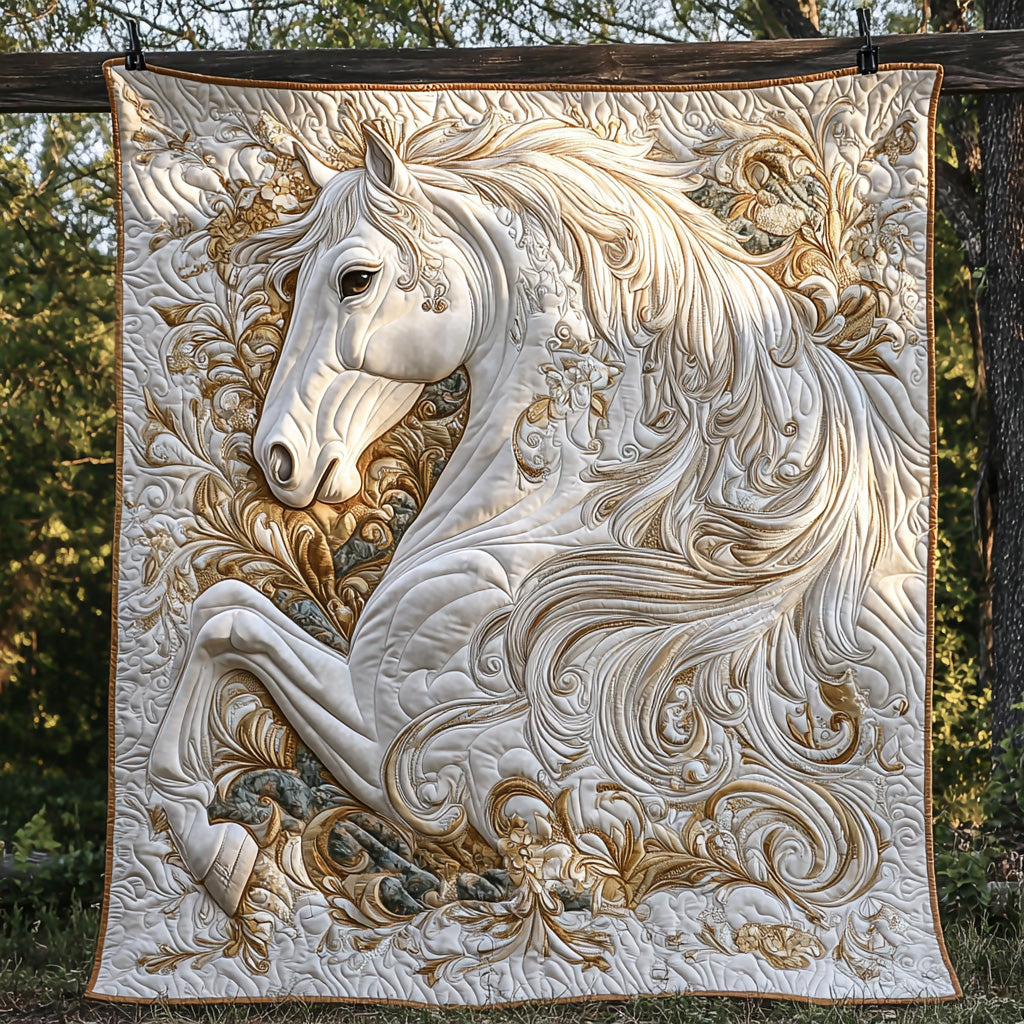 Golden Horse Quilted Blanket Christmas Holiday Christian Grad Gifts - Marykun