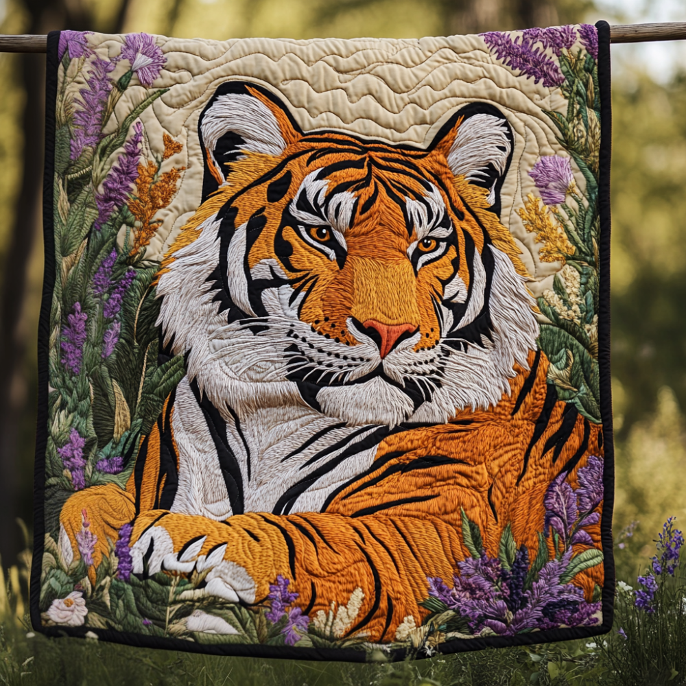Golden Jungle Quilted Blanket Cute Throw Blanket Best Tiger Christmas Gifts - Marykun