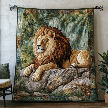 Golden Lion Quilted Blanket Christmas Bedroom Decor Gifts For Wild Animal Lovers - Marykun