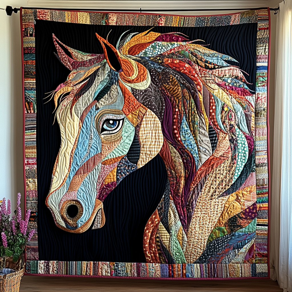 Golden Mane Quilted Blanket Christmas Room Decor Gifts For Horse People - Marykun