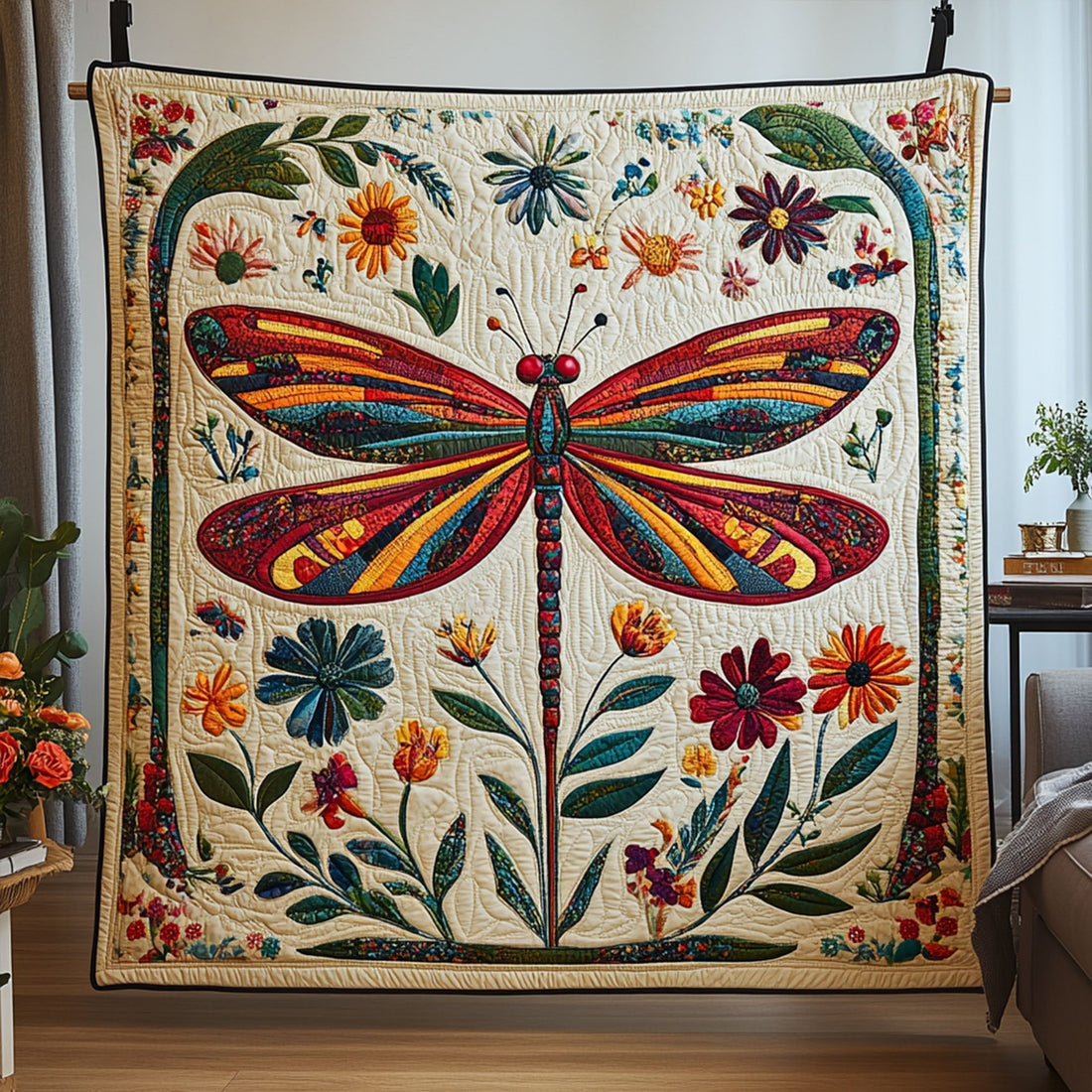Golden Wing Dance Quilted Blanket Christmas Holiday Dragonfly Lover Gifts For Women - Marykun
