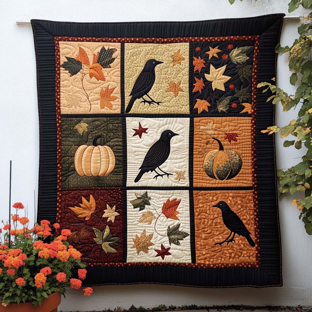 Gothic Raven Quilted Blanket Best Throw Blanket Unique Raven Gifts - Marykun