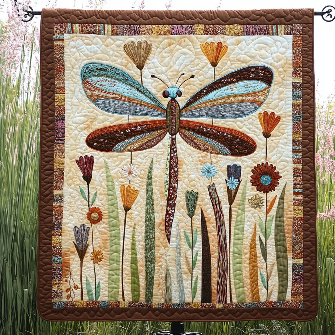 Graceful Flight Quilted Blanket Cute Throw Blanket Dragonfly Gifts For Women - Marykun